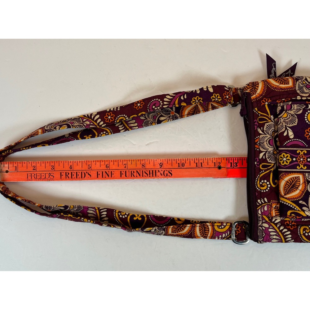 Vera Bradley Plum Crazy Paisley Quilted Cotton Crossbody Bag Purple Orange - Picture 7 of 8